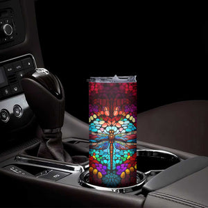 Dragonfly Colorful Crystal Mosaic Skinny Tumbler Personalized TS04 Print Your Wear