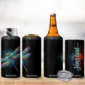 Colorful Dragonfly Crystal 4 in 1 Can Cooler Tumbler Personalized TS04 Print Your Wear