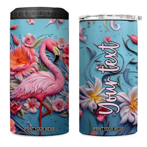 Flamingo Leather Carving 4 in 1 Can Cooler Tumbler Personalized TS04 One Size: 16 oz Multicolor Print Your Wear