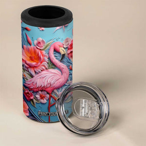 Flamingo Leather Carving 4 in 1 Can Cooler Tumbler Personalized TS04 Print Your Wear