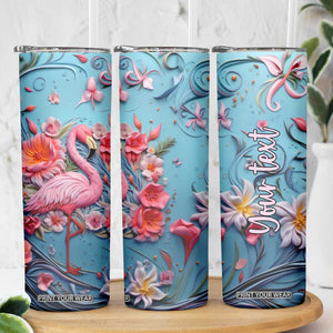 Flamingo Leather Carving Skinny Tumbler Personalized TS04 Print Your Wear