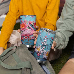 Flamingo Leather Carving Tumbler Cup Personalized TS04 Print Your Wear