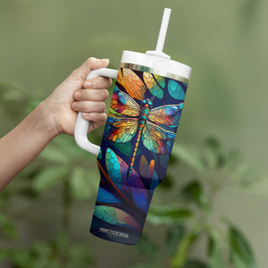 Colorful Dragonfly Tumbler With Handle Personalized TS04 Print Your Wear