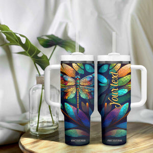 Colorful Dragonfly Tumbler With Handle Personalized TS04 Print Your Wear