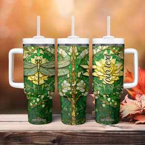 Dragonfly Chrysolite Crystal Mosaic Tumbler With Handle Personalized TS04 Print Your Wear
