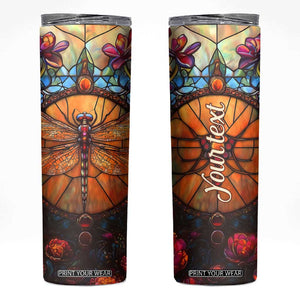 Dragonfly Carnelian Crystal Mosaic Skinny Tumbler Personalized TS04 Multicolor Print Your Wear
