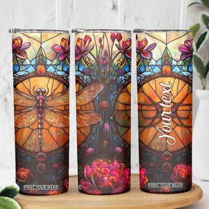 Dragonfly Carnelian Crystal Mosaic Skinny Tumbler Personalized TS04 Print Your Wear