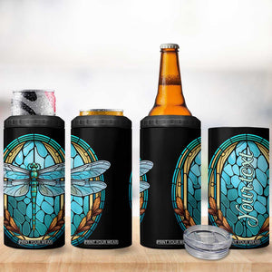 Dragonfly Aquamarine Crystal Mosaic 4 in 1 Can Cooler Tumbler Personalized TS04 Print Your Wear