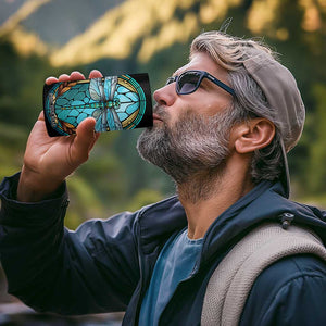 Dragonfly Aquamarine Crystal Mosaic 4 in 1 Can Cooler Tumbler Personalized TS04 Print Your Wear