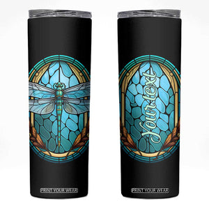 Dragonfly Aquamarine Crystal Mosaic Skinny Tumbler Personalized TS04 Multicolor Print Your Wear