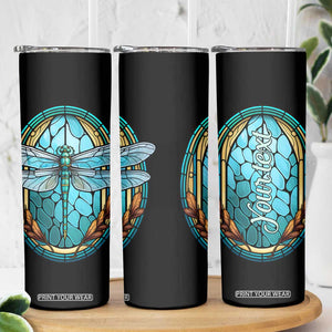 Dragonfly Aquamarine Crystal Mosaic Skinny Tumbler Personalized TS04 Print Your Wear