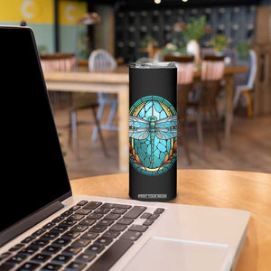 Dragonfly Aquamarine Crystal Mosaic Skinny Tumbler Personalized TS04 Print Your Wear