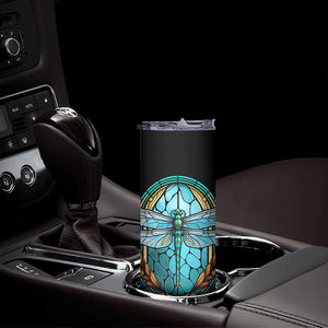 Dragonfly Aquamarine Crystal Mosaic Skinny Tumbler Personalized TS04 Print Your Wear
