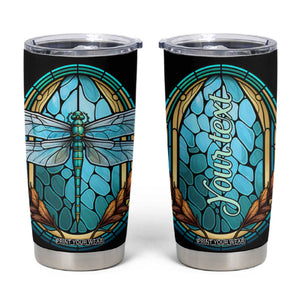 Dragonfly Aquamarine Crystal Mosaic Tumbler Cup Personalized TS04 Multicolor Print Your Wear