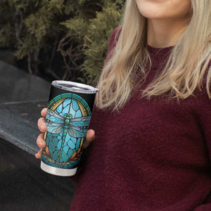 Dragonfly Aquamarine Crystal Mosaic Tumbler Cup Personalized TS04 Print Your Wear