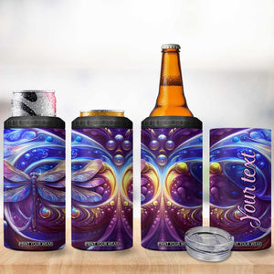 Dragonfly Amethyst Crystal Mosaic 4 in 1 Can Cooler Tumbler Personalized TS04 Print Your Wear