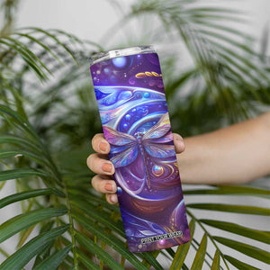 Dragonfly Amethyst Crystal Mosaic Skinny Tumbler Personalized TS04 Print Your Wear