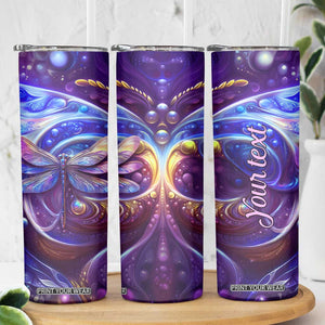 Dragonfly Amethyst Crystal Mosaic Skinny Tumbler Personalized TS04 Print Your Wear