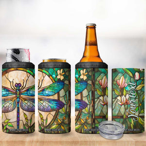 Colorful Dragonfly Crystal Mosaic 4 in 1 Can Cooler Tumbler Personalized TS04 Print Your Wear