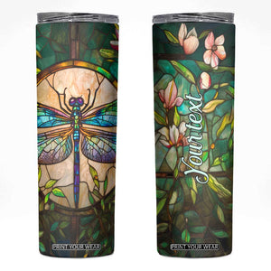 Colorful Dragonfly Crystal Mosaic Skinny Tumbler Personalized TS04 Multicolor Print Your Wear