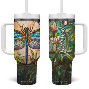 Colorful Dragonfly Crystal Mosaic Tumbler With Handle Personalized TS04 One Size: 40 oz Multicolor Print Your Wear