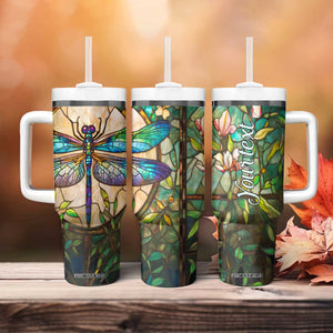 Colorful Dragonfly Crystal Mosaic Tumbler With Handle Personalized TS04 Print Your Wear