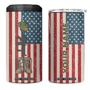 Veteran Army Boot 4 in 1 Can Cooler Tumbler Personalized TS04 One Size: 16 oz Multicolor Print Your Wear