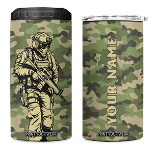 Veteran Camouflage 4 in 1 Can Cooler Tumbler Personalized TS04 One Size: 16 oz Multicolor Print Your Wear