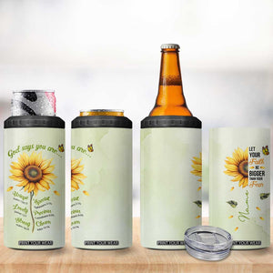 Over Fear Sunflower 4 in 1 Can Cooler Tumbler Personalized TS04 Print Your Wear
