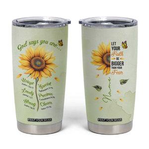 Over Fear Sunflower Tumbler Cup Personalized TS04 Multicolor Print Your Wear