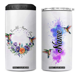 Faith Hope Love Hummingbird 4 in 1 Can Cooler Tumbler Personalized TS04 One Size: 16 oz Multicolor Print Your Wear