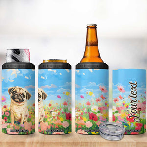 Retro Pug 4 in 1 Can Cooler Tumbler Personalized TS04 Print Your Wear