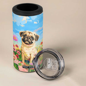 Retro Pug 4 in 1 Can Cooler Tumbler Personalized TS04 Print Your Wear