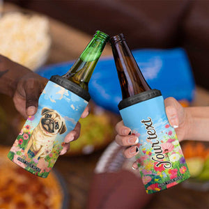 Retro Pug 4 in 1 Can Cooler Tumbler Personalized TS04 Print Your Wear