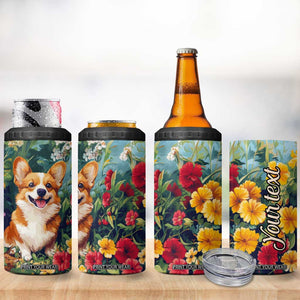 Retro Corgi 4 in 1 Can Cooler Tumbler Personalized TS04 Print Your Wear