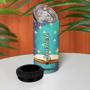 Cute Golden Retriever Reading Books 4 in 1 Can Cooler Tumbler Personalized TS04 Print Your Wear