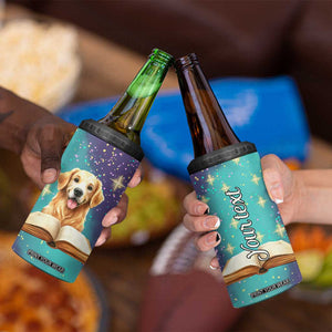 Cute Golden Retriever Reading Books 4 in 1 Can Cooler Tumbler Personalized TS04 Print Your Wear