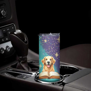 Cute Golden Retriever Reading Books Skinny Tumbler Personalized TS04 Print Your Wear