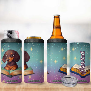 Cute Dachshund Reading Books 4 in 1 Can Cooler Tumbler Personalized TS04 Print Your Wear