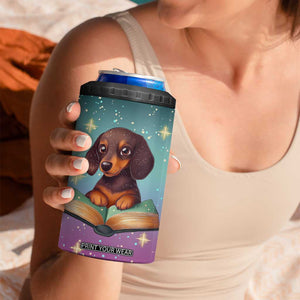 Cute Dachshund Reading Books 4 in 1 Can Cooler Tumbler Personalized TS04 Print Your Wear