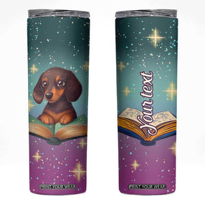 Cute Dachshund Reading Books Skinny Tumbler Personalized TS04 Multicolor Print Your Wear