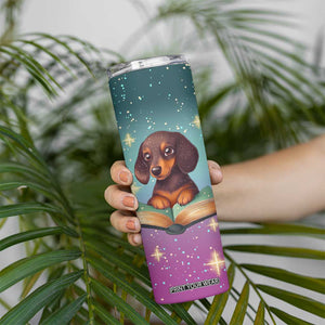 Cute Dachshund Reading Books Skinny Tumbler Personalized TS04 Print Your Wear