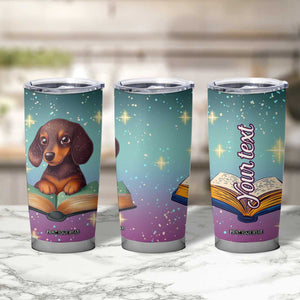 Cute Dachshund Reading Books Tumbler Cup Personalized TS04 Print Your Wear