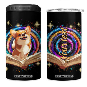 Cute Corgi Reading Books 4 in 1 Can Cooler Tumbler Personalized TS04 One Size: 16 oz Multicolor Print Your Wear