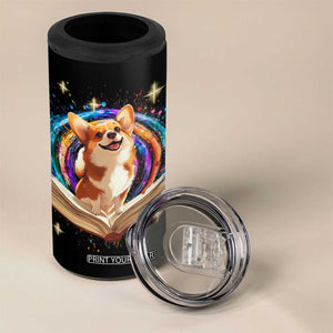 Cute Corgi Reading Books 4 in 1 Can Cooler Tumbler Personalized TS04 Print Your Wear