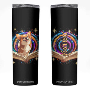 Cute Corgi Reading Books Skinny Tumbler Personalized TS04 Multicolor Print Your Wear