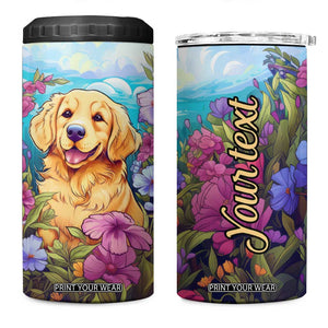 Retro Golden Retriever 4 in 1 Can Cooler Tumbler Personalized TS04 One Size: 16 oz Multicolor Print Your Wear