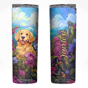 Retro Golden Retriever Skinny Tumbler Personalized TS04 Multicolor Print Your Wear