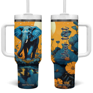 Retro Elephant Tumbler With Handle Personalized TS04 One Size: 40 oz Multicolor Print Your Wear