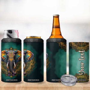 Mandala Tribal Elephant 4 in 1 Can Cooler Tumbler Personalized TS04 Print Your Wear